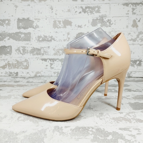 New Calvin Klein Dressa Beige Faux Patent Leather High Heel Pumps K598 - Picture 1 of 12